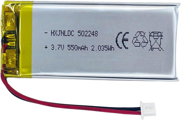 DC 3.7V 550mAh 502248 Rechargeable Lithium Polymer Battery for DIY 3.7-5V Electronic Products with LED Lights