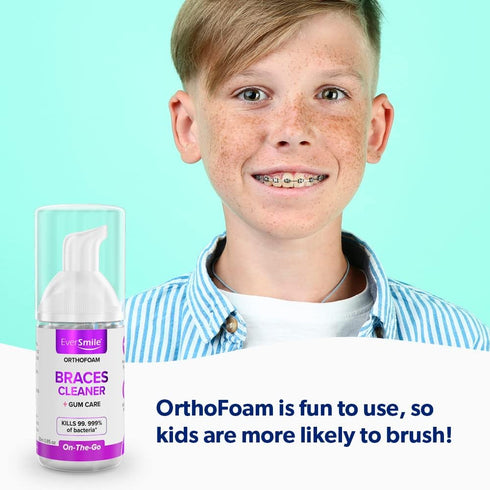 EverSmile OrthoFoam Braces Cleaner - Cleans Under Brackets & Wires, Foaming Bubbles Whiten Teeth (25ml - 2pk)