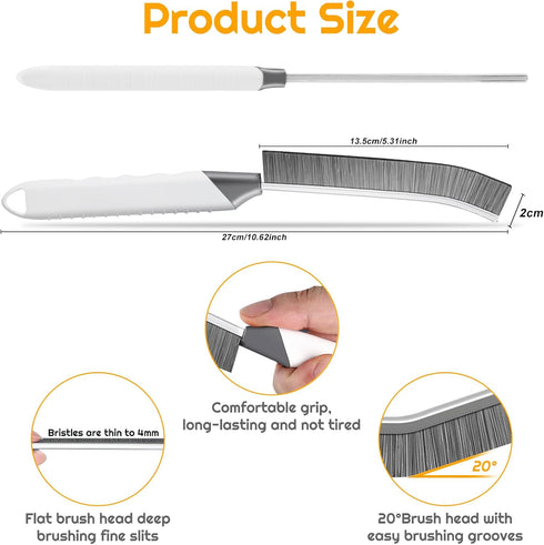 SUOXU Brushes,2pcs Household Thin Cleaning Hard Bristle Grout Scrub Brush Tool for Cleaning Tight Spaces in Home