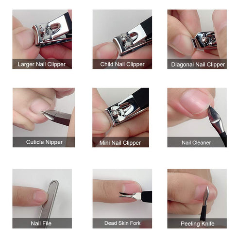 Professional Stainless Steel Nail Clipper Kit - 18pcs Travel & Grooming Set with Luxurious Case