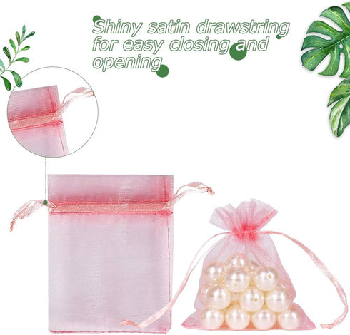 HRX Package Blush Pink Organza Bags 3x4 inch - 100pcs Mesh Gift Bags Jewelry Pouches Drawstring Empty Sachet