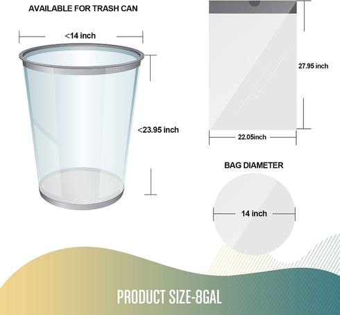 FORID Medium Drawstring Trash Bags, 120 Count, 8 Gallon White Disposable Can Liners for Home Office