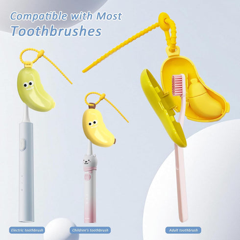 YQSLBULKY 2 Pack 2-in-1 Banana-Shaped Toothbrush Protector Cover (Green & Yellow), with Toothpaste Dispenser, Clip on