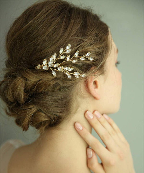 Wedding Bridal Rose Gold Hair Accessories - Crystal Hair Comb, Rhinestone Headpiece (rose gold)