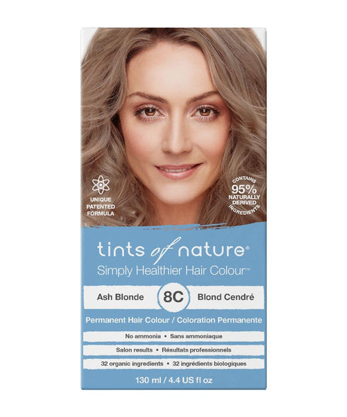 Tints of Nature 8C Ash Blonde Permanent Hair Dye, Nourishes Hair and Covers Greys, Ammonia-Free, 4.4 fl oz