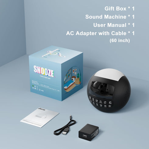 5-in-1 White Noise Sound Machine + Bluetooth + Night Light, 42 Soothing Sounds for Kids and Adults