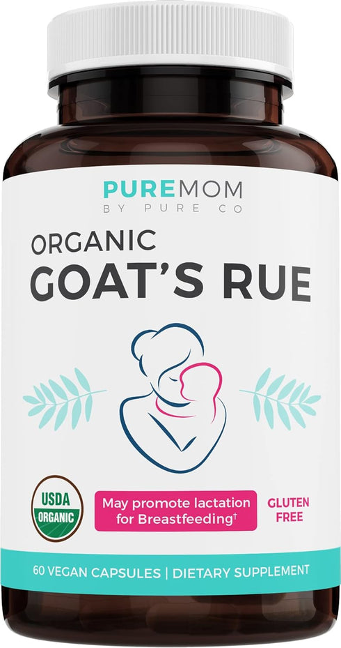 USDA Organic Goat's Rue 60 Vegan Capsules for Breastfeeding & Herbal Lactation Support, Non-GMO