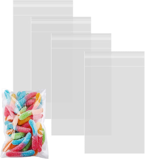 200ct Clear Plastic Bags, Self Sealing Cellophane Bags for Bakery Cookies and Candy Decorative Wrappers (3" x 5")
