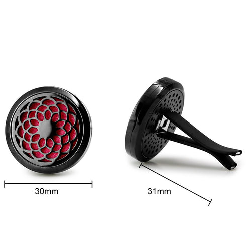2PCS 30mm Car Aromatherapy Essential Oil Diffuser Black Locket with Vent Clip and 12 Felt Pads