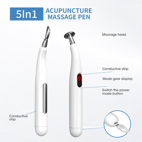 Acupuncture Pen - Electronic Pain Relief Therapy, 5-in-1 Merídian Energy Pulse Massage Pen, Gifts for Women & Men