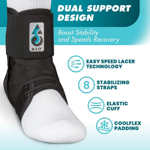Med Spec ASO Speed Lacer Ankle Brace for Sprained Ankle and Peroneal Tendonitis, Orthopedic Ankle Support for Men