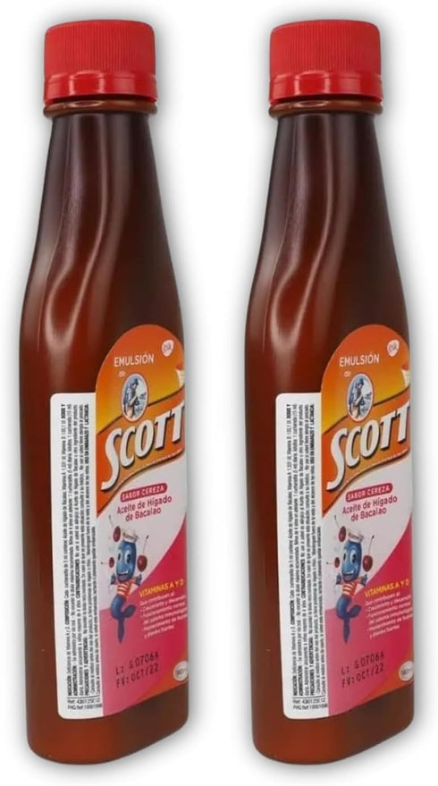 Yahve Pack 2 6.1 oz 180 ml Emulsion de Scott Aceite de hgado de bacalao sabor Cereza - de de fl - - Suplemento diettico