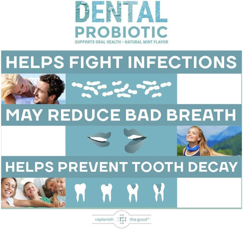 Dental Probiotic, 30 Sugar Free Chewable Tablets, Mint Flavor, Vegan Supplements for Oral Health
