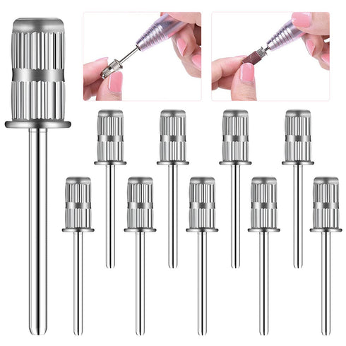 Rolybag 10 Pieces Nail Drill Heads, Nail Drill Bits Sanding Band Shaft 3/32 Inch for Electric File Nail Sanding