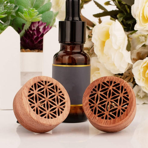Essential Oil Car Diffuser, 2 PCS Wood Aromatherapy Diffuser with Vent Clip for Car