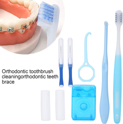 Oral Care Kit for Braces: Portable Hygiene Set with Interdental Brush, Floss, Ortho Wax, and Toothbrush Cleaning Kit