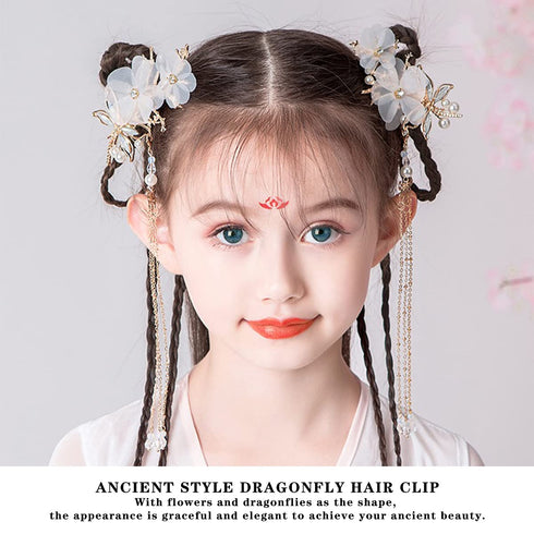 New Dragonfly Tassel Hair Clip, Classic Style Pearl Hair Clip for Traditional Clothes Festive Wedding Cosplay