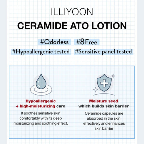 Illiyoon Ceramide Ato Lotion - 2.3 fl.oz. Lightweight Moisturizer for Dry & Sensitive Skin, Vegan Certified Korean Skin