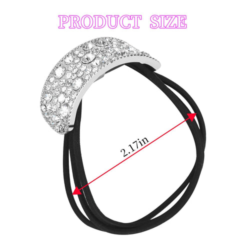 YISSION 4Pcs Sparkly Rhinestone Hair Ties, Fancy Crystal Ponytail Holders for Thin Thick Hair, Silver Accessories