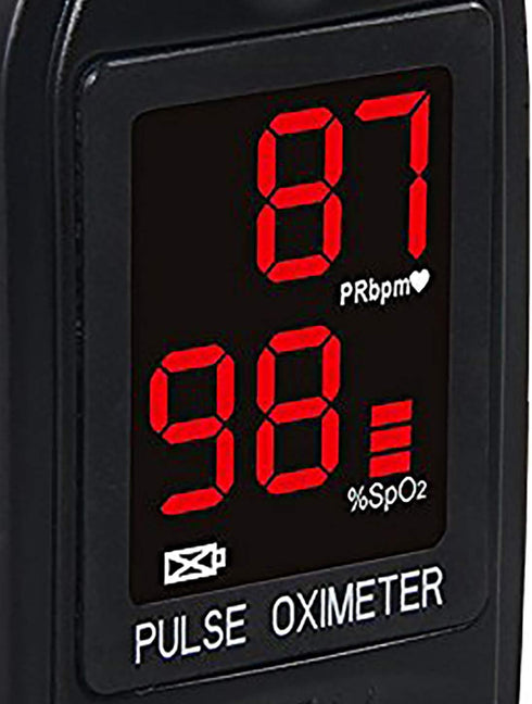 Concord Basics Black Fingertip Pulse Oximeter Blood Oxygen Saturation Monitor with Carrying Case & Lanyard