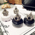 2 Pack Fashion Contact Lens Case, Cute Crown Black White Leak Proof Portable Box Kit with Mirror