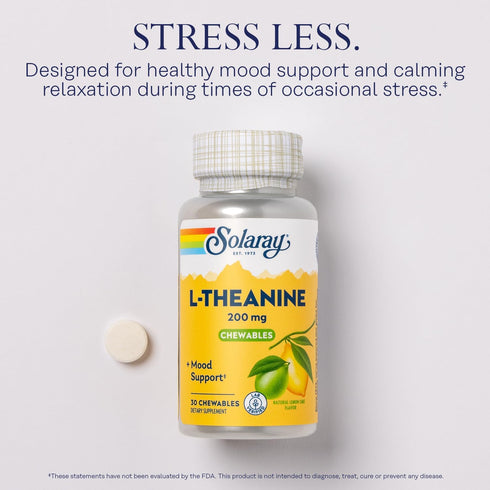 SOLARAY L Theanine 200mg - Mood Support Supplement with Vitamin B6, Calming Support, 30 Servings