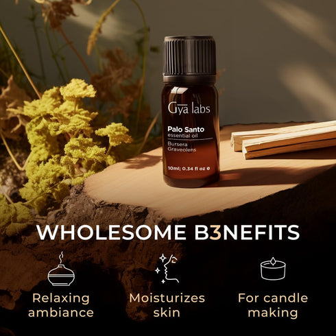 Gya Labs Palo Santo Essential Oil for Diffuser - 100% Natural Palo Santo Oil for Skin, Candles, Bath & Candle Making