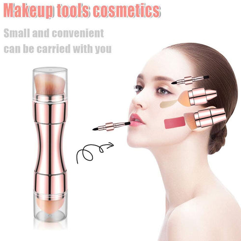 Bling Toman 4 in 1 Makeup Brushes Set - Mini Makeup Brush for Eyeshadow, Eye, Lip, Face, Concealing, Blush (Rose Gold)