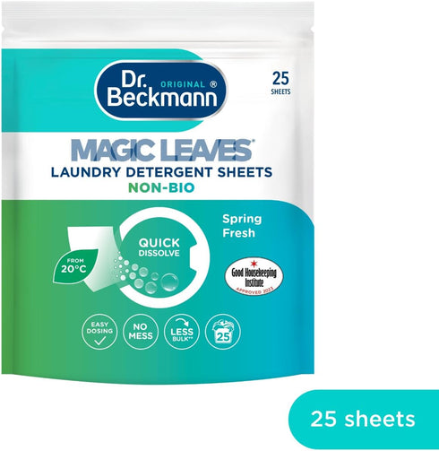 Dr. Beckmann MAGIC LEAVES Laundry Detergent Sheets, NON-BIO, 25 Sheets