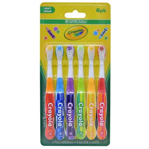 Set 6 Pack 2+ Set Brush Buddies Crayola Kids Toothbrush Soft Bristle Toddler Toothbrush Ages Small Head Easy Grip