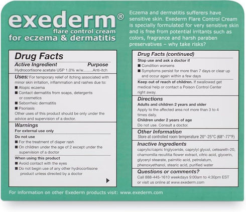 Exederm Flare Control Cream for Eczema & Dermatitis, 2 oz
