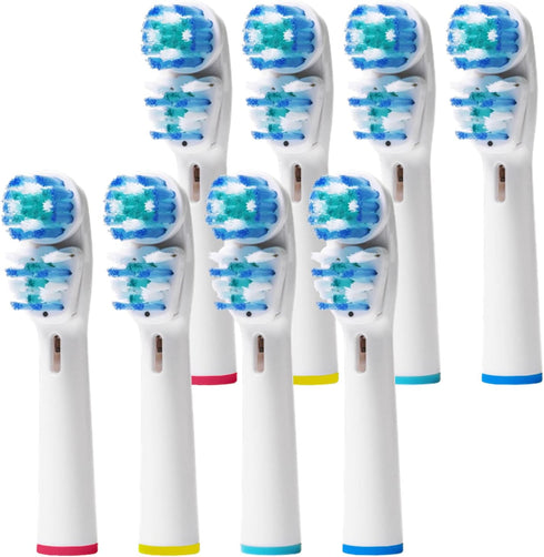 Pack of 8 Replacement Brush Heads Compatible with Oral B - Double Clean Design for Pro 7000, 1000, 8000, 9000, 1500,