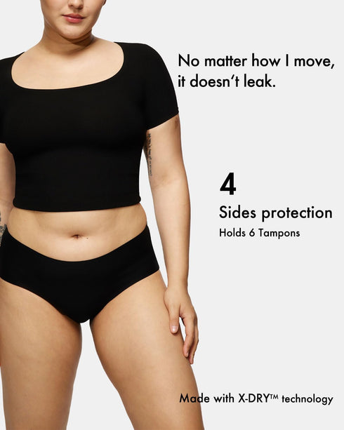 LEAKPROOF2.0 Seamless 6 Mid Rise Brief Period Underwear for Women | Period Panties Holds Tampons | Leak Proof