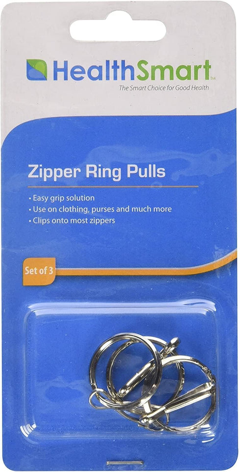 HealthSmart Zipper Ring Pulls Zipper Tabs for Clothing, 3 Count, 1 Inch Diameter
