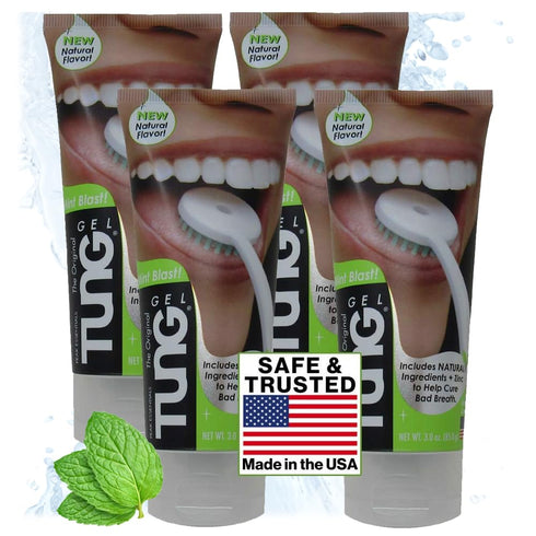Peak Essentials Tung Tongue Gel, Mint Blast Natural Cleaning Paste for Bad Breath and Halitosis (4 Pack)