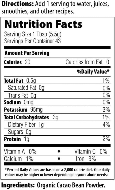 MRM Nutrition Organic Fermented Cacao Powder, Superfood, Antioxidant-rich, Gluten Free + Vegan, 43 Servings