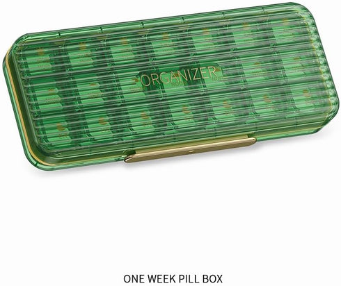 JWYTA 7-Day 14 21 (Green,21 (3 Pill Organizer or Compartment Weekly Medication Box with Dust-Resistant Cover