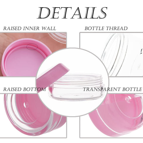 ZEJIA 3 Gram Sample Containers with Lids, 50 Count Tiny Jars for Makeup, Lip Balms, Lotion, Powder (Pink Lids)