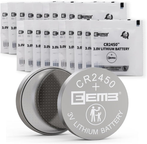 EEMB CR2450 Battery (20 PACK) 3V Lithium Coin Cell Batteries for Watch, Alarm System, Car Key Fob, Calculators