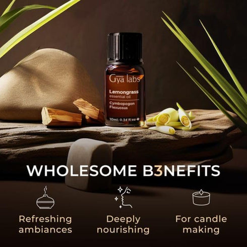 Gya Labs Lemongrass Essential Oil for Diffuser - 0.34 Fl Oz - 100% Pure Natural Oil for Hair, Skin, Candle Making