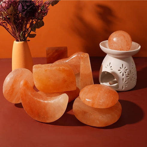 QYLHH Set Moon Shape Himalayan Salt Massage Stones Hot Massage Cold Massage Stones Warm Rocks Kit for Facial SPA