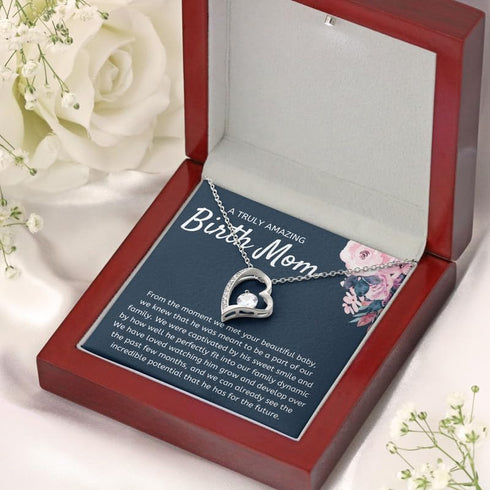 Luxe Gifting Birth Mom Necklace Message Card Box Forever Love Mahogany - From The Moment We Met - Appreciation