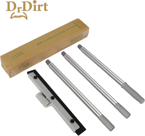 DrDirt Floor Squeegee, 14inch Foam Swivel Squeegee with Stainless Steel Extension Pole, Perfect for Bathroom and Kitchen