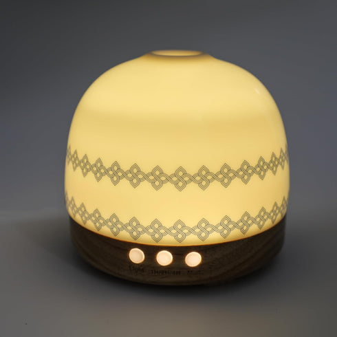 SLMIRACLE 300ml Luxurious Essential Ceramic Diffuser Round Aroma Diffuser Night Light Captivating Exquisite Blue