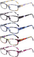 VIDEBLA 5 Pack Computer Reading Glasses, Anti Eyestrain Blue Light Blocking Glasses for Reading (5 Mix-2, 2.25)