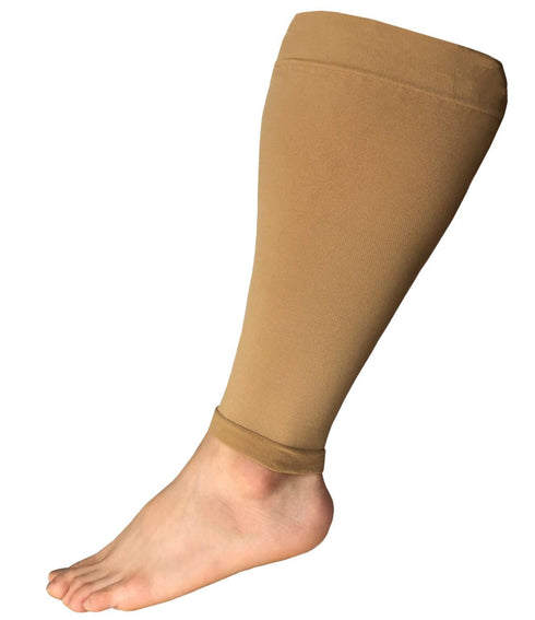 Runee Extra Wide Calf Compression Sleeve for Leg Support, Relief from Calf Pain & Shin Splint, Varicose Veins (Beige)