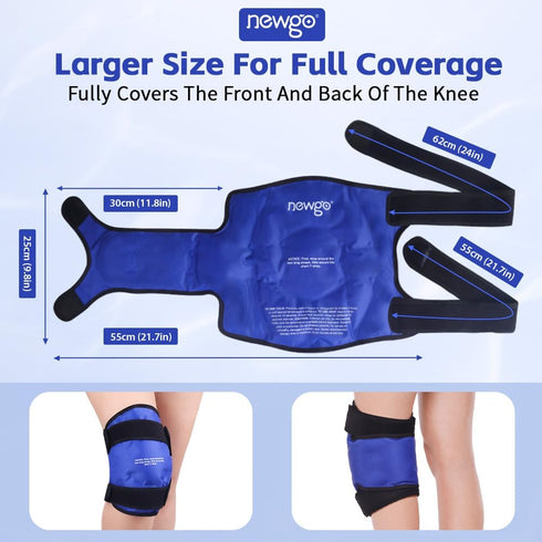 NEWGO Ice Pack for Knee Replacement Surgery, Reusable Gel Cold Pack Wrap for Knee Injuries, Pain Relief, Swelling