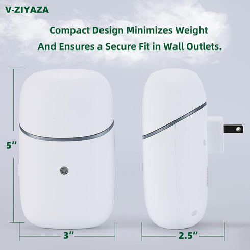 V-ZIYAZA 2025 10ml Waterless Diffuser - Plug in Waterless Essential Oil Diffuser with Timer & Light - Upgrade Version