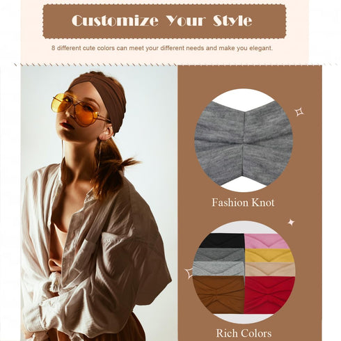 Wide Headbands For Women Fashion knot Headband Boho Head Bands Women’s Hair Band Turban Workout Girls Accessories 8 Pack