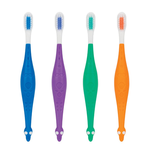 Practicon SmileGoods Y301 Dinosaur Child Toothbrush, Soft Bristle, Individually Packaged, Assorted Colors Bulk Pack
